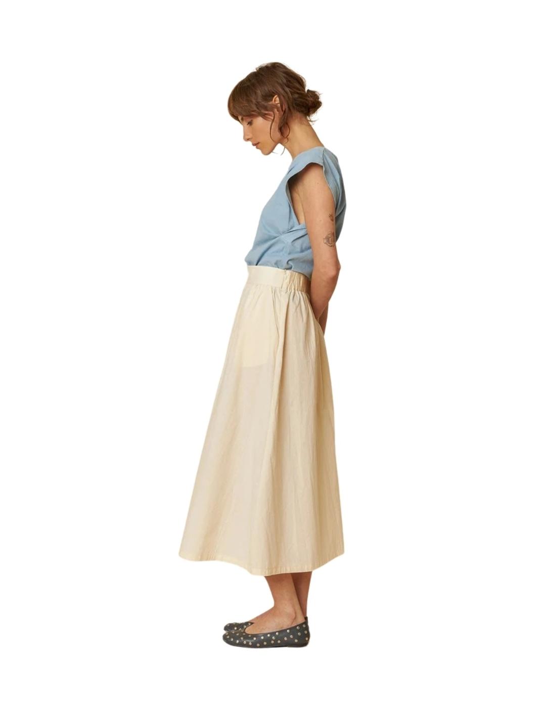 Indi & Cold Falda Midi Popelín Crudo