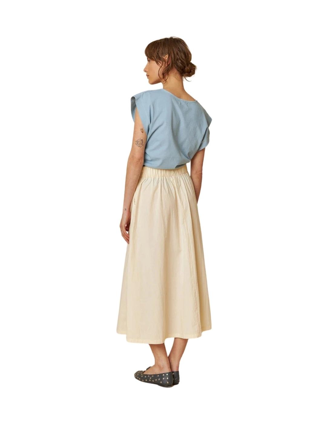 Indi & Cold Falda Midi Popelín Crudo