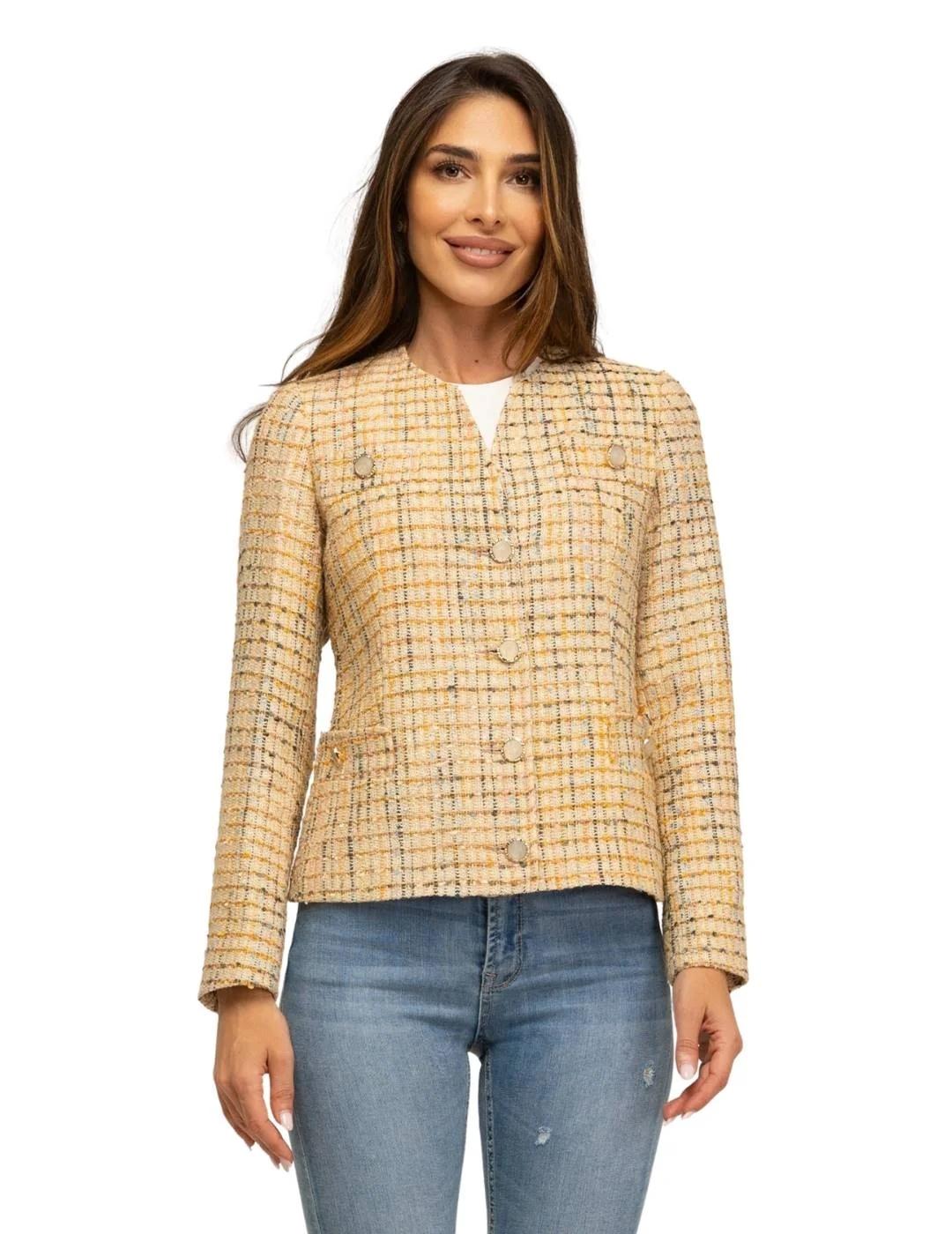 Fashion Chaqueta de tweed Baston Beige