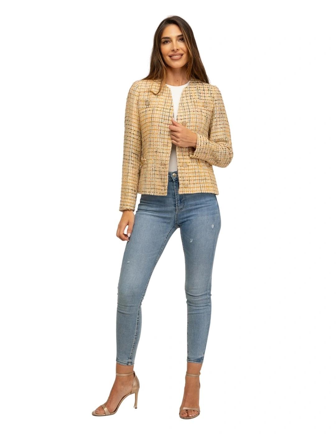 Fashion Chaqueta de tweed Baston Beige