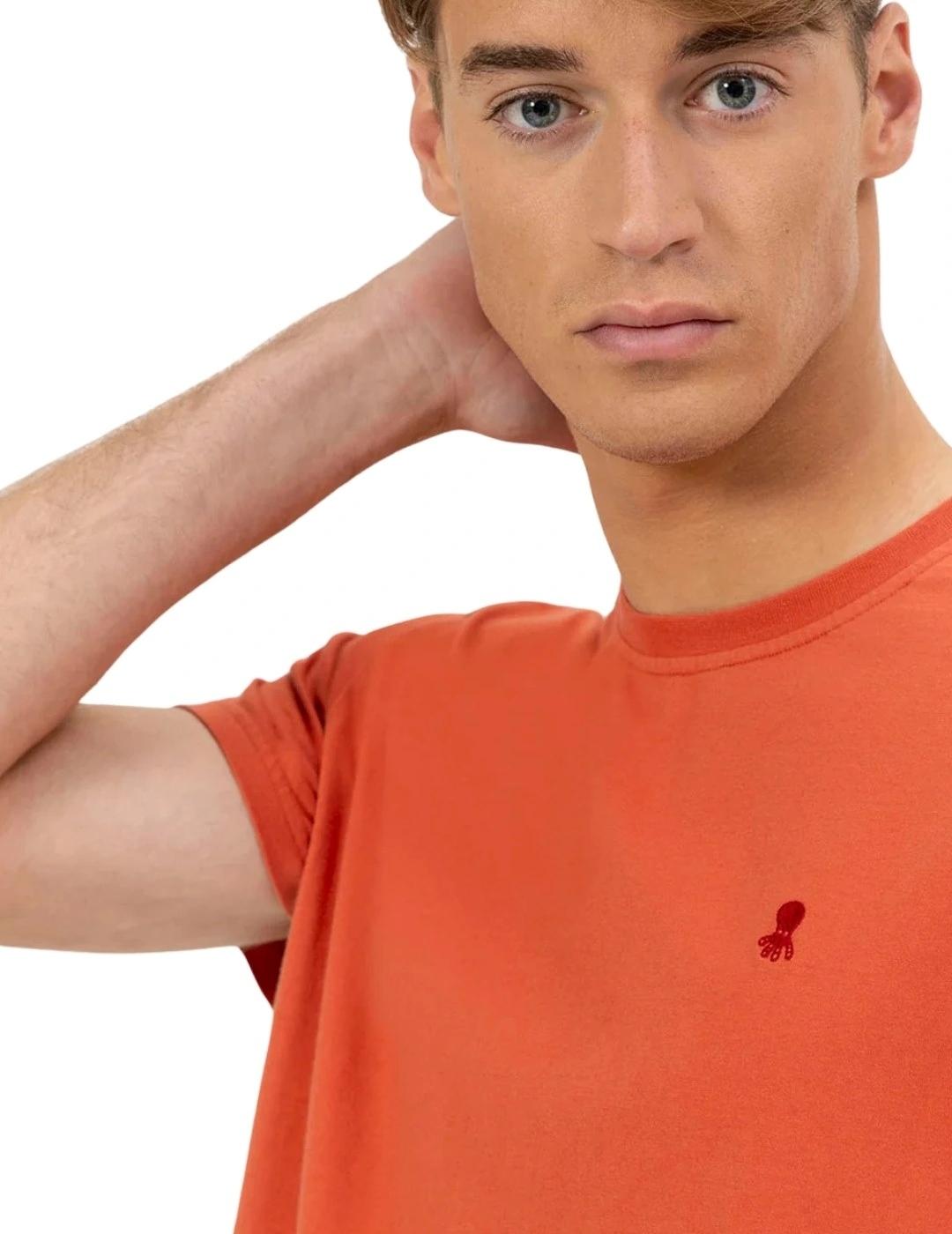 El Pulpo Camiseta Bordado Logo Elpulpo Terracota