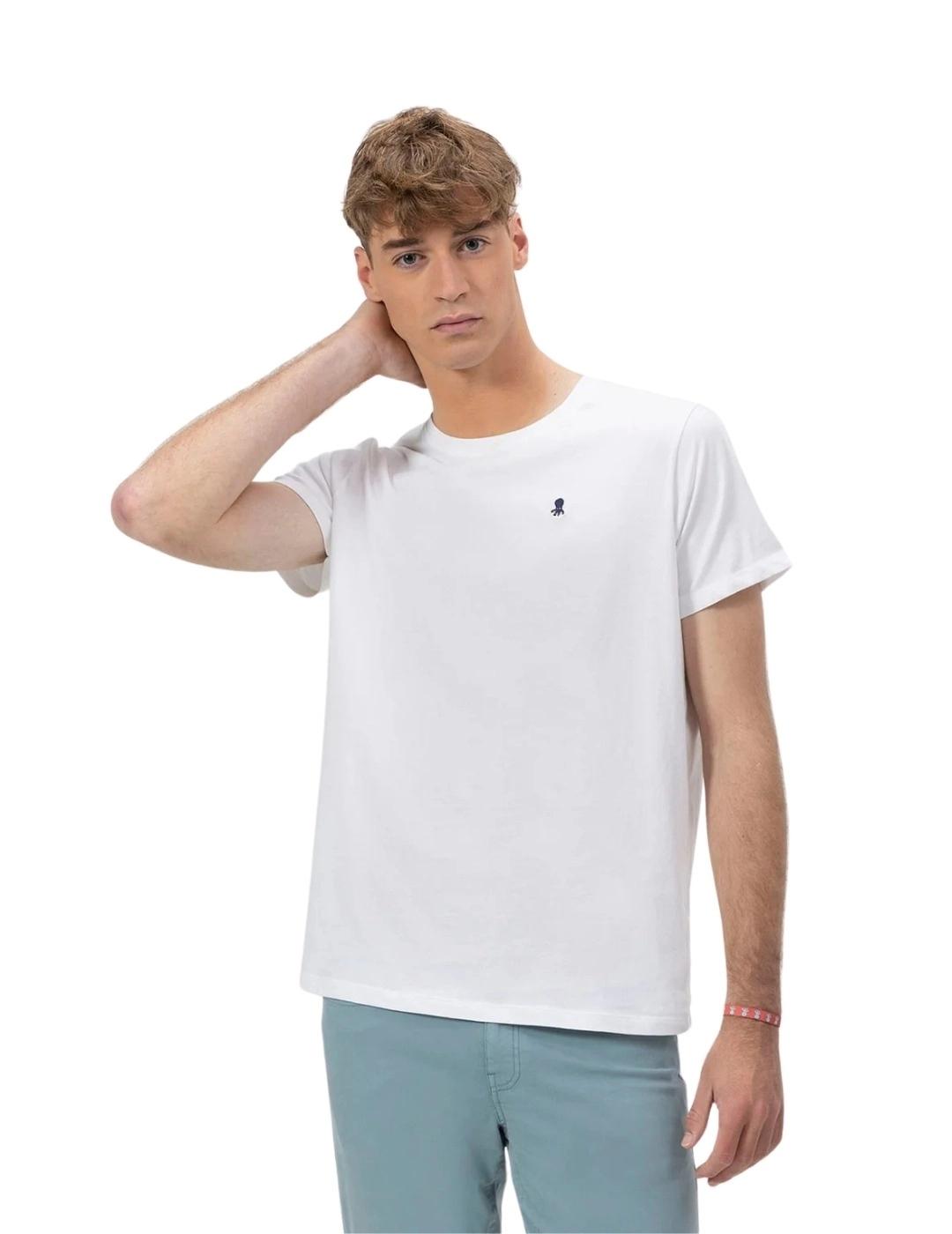 El Pulpo Camiseta Básica Bordado Blanco Puro