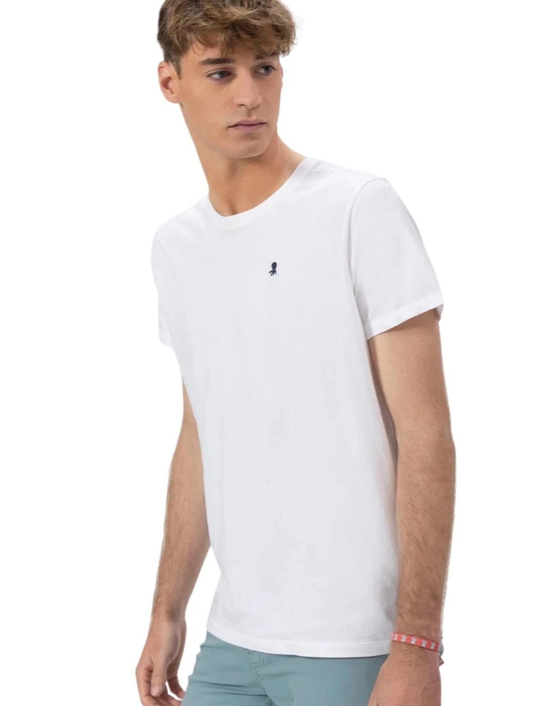El Pulpo Camiseta Básica Bordado Blanco Puro