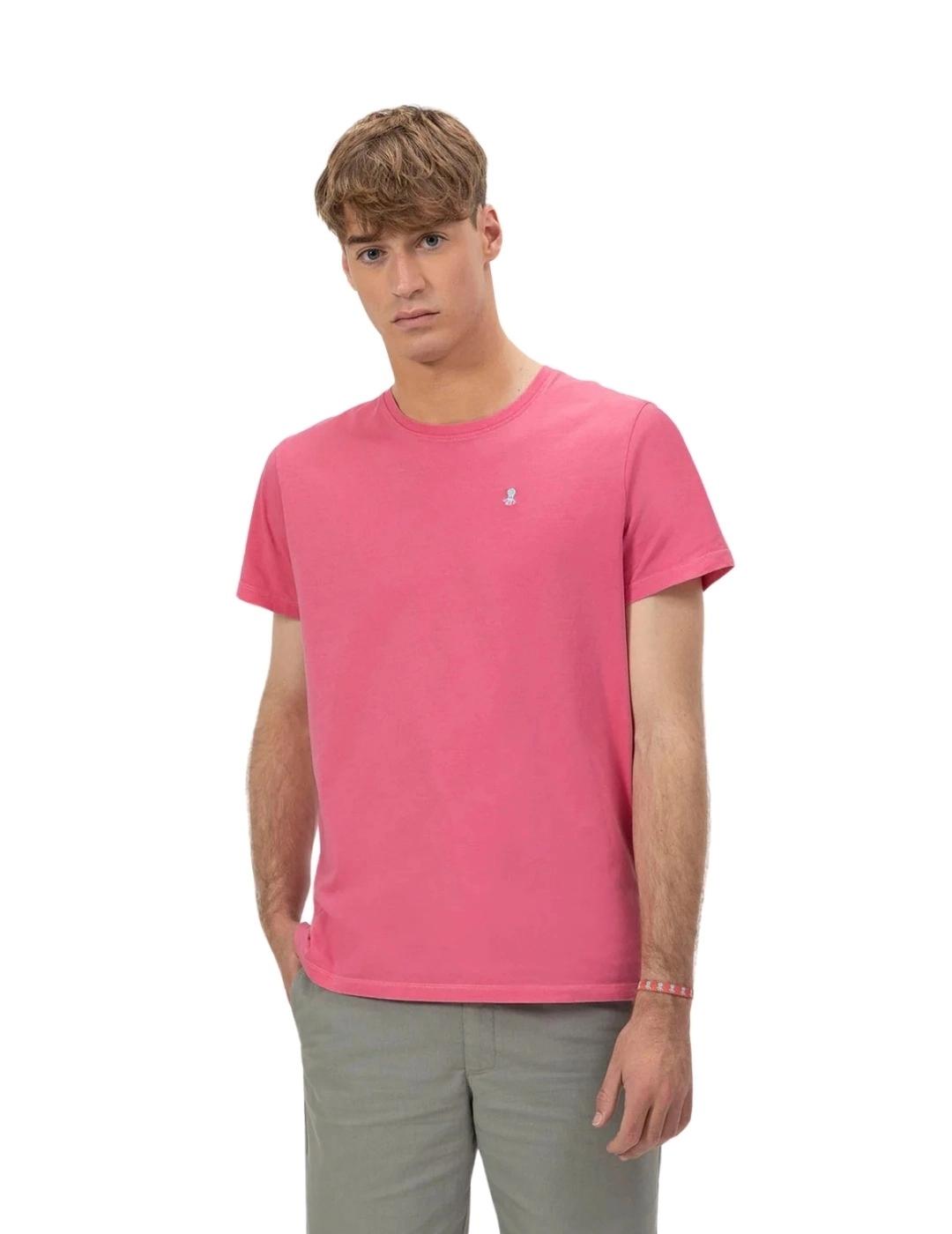 El Pulpo Camiseta Básica Bordada Rosa Chicle