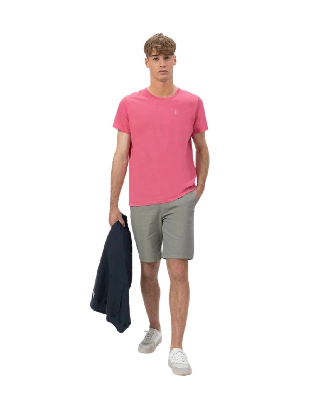 El Pulpo Camiseta Básica Bordada Rosa Chicle