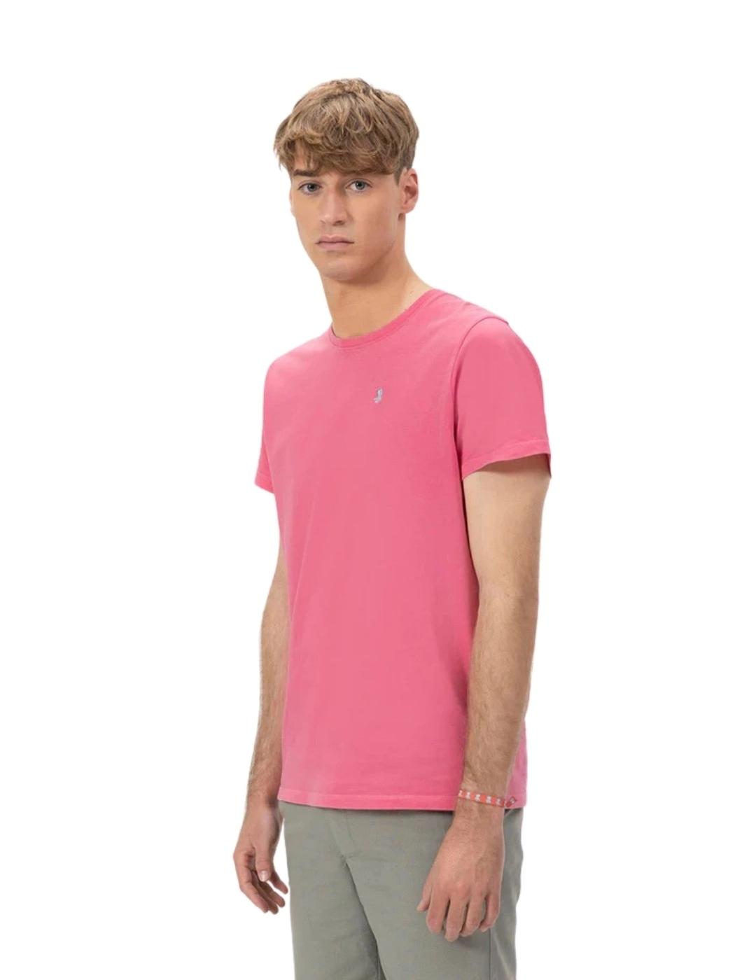 El Pulpo Camiseta Básica Bordada Rosa Chicle