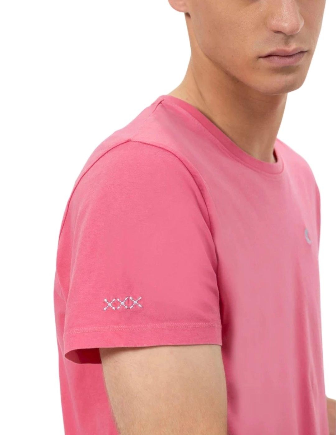 El Pulpo Camiseta Básica Bordada Rosa Chicle
