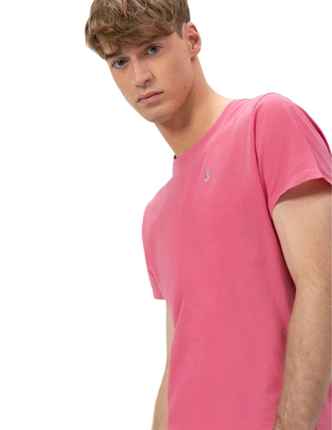 El Pulpo Camiseta Básica Bordada Rosa Chicle