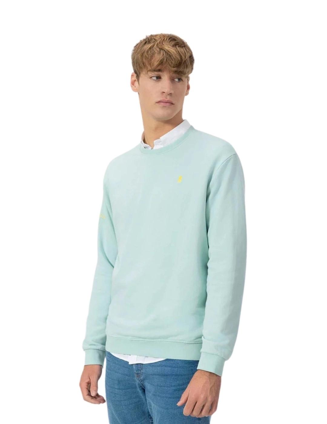 El Pulpo Sudadera Básica Bordado Azul Turquesa