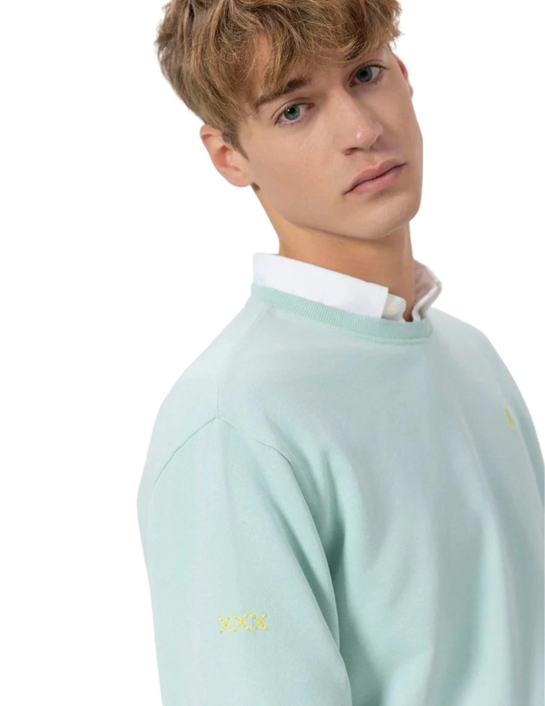 El Pulpo Sudadera Básica Bordado Azul Turquesa