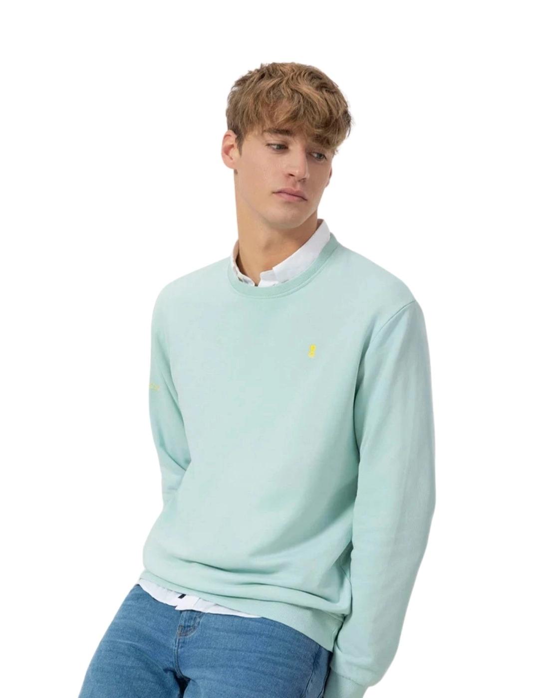 El Pulpo Sudadera Básica Bordado Azul Turquesa