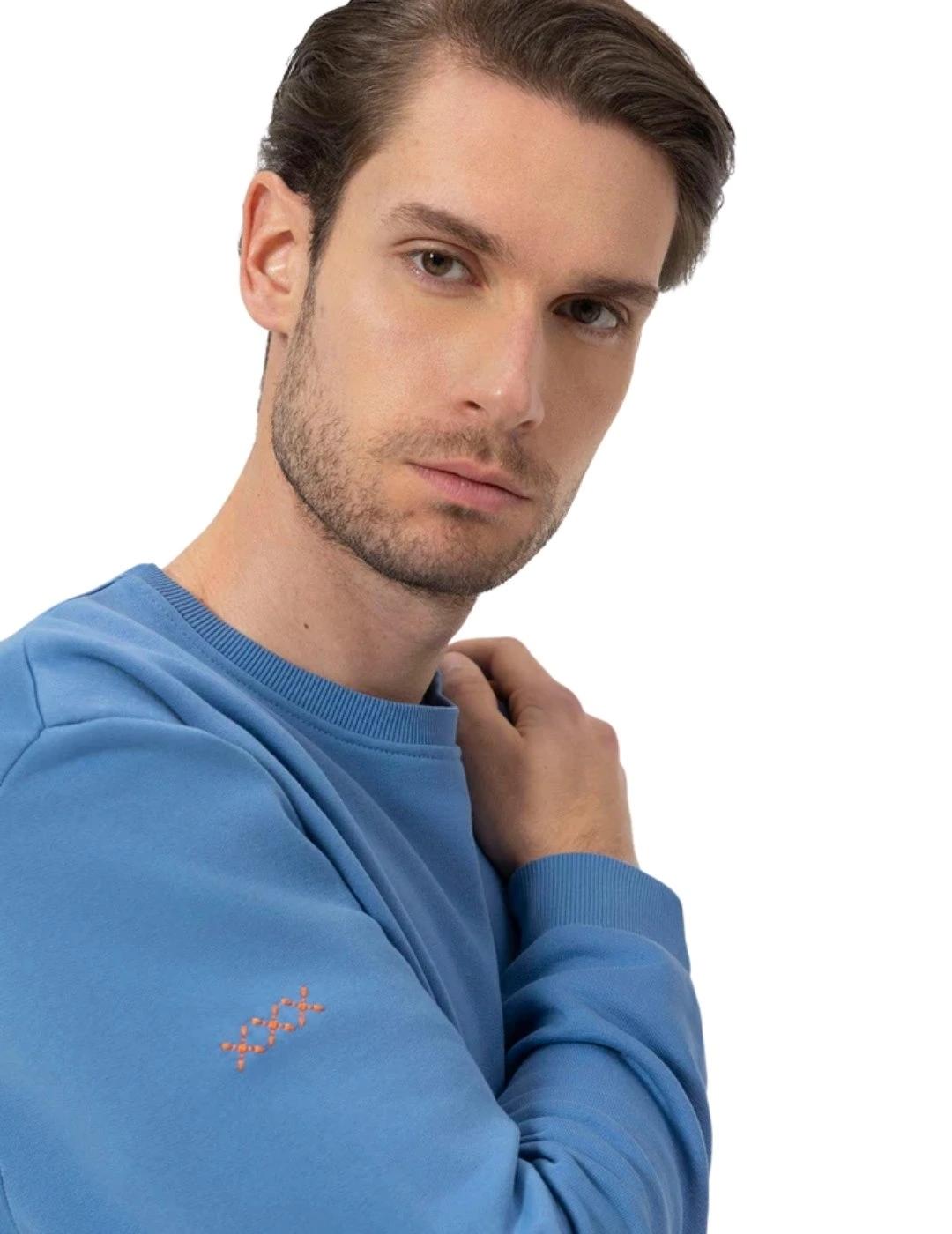 El Pulpo Sudadera Básica Bordado Azul Índigo