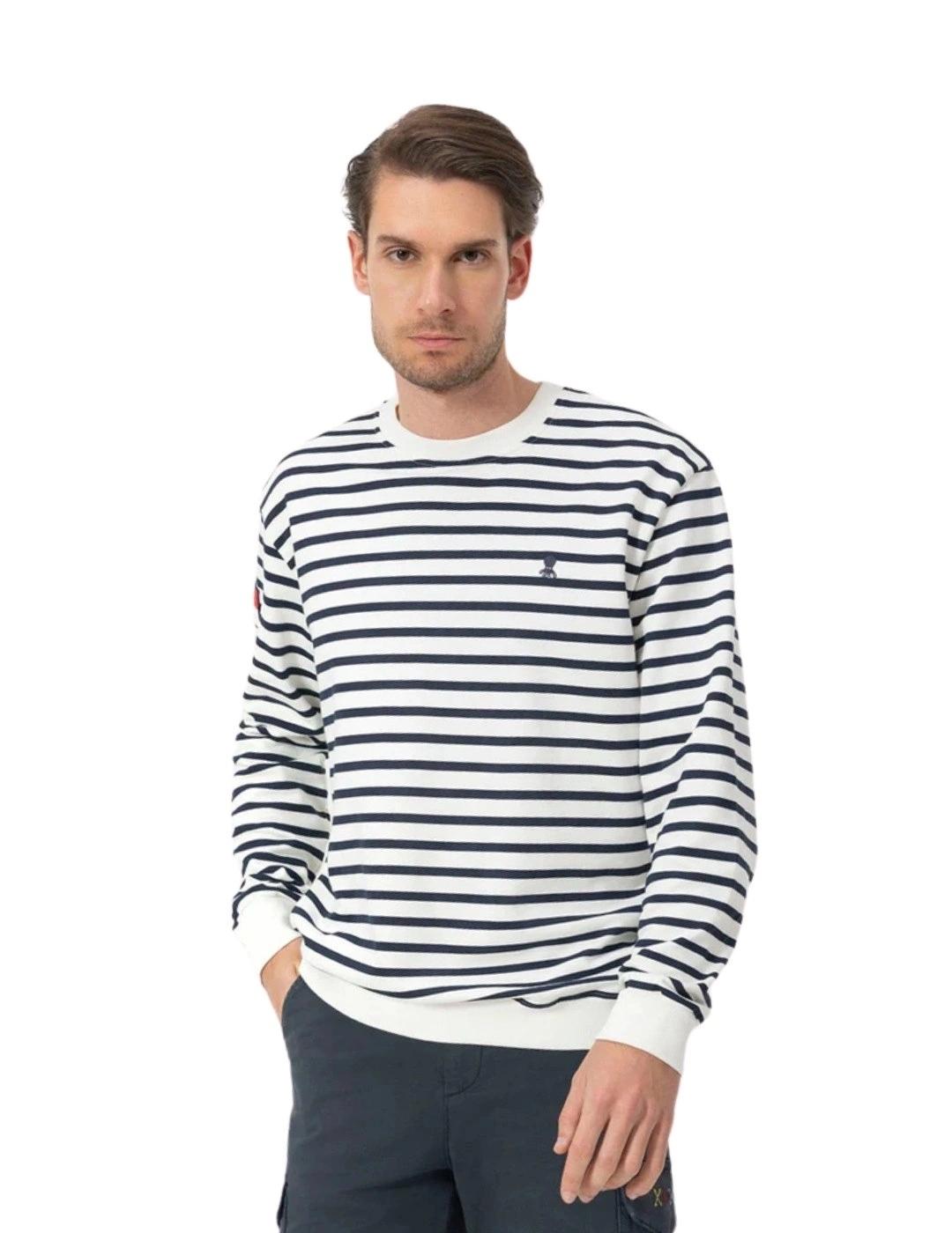 El Pulpo Sudadera Rayas Marineras Blanco Puro