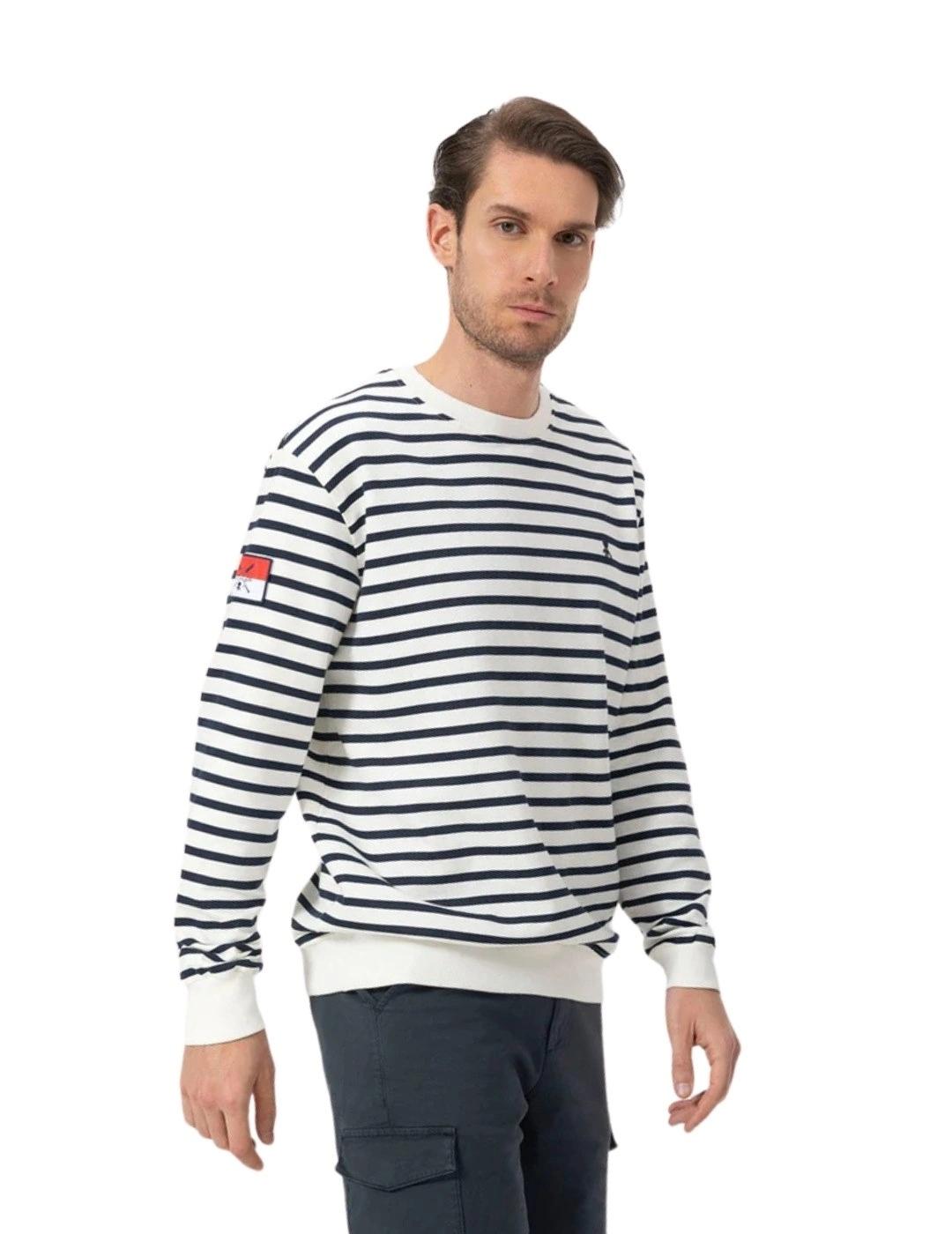 El Pulpo Sudadera Rayas Marineras Blanco Puro