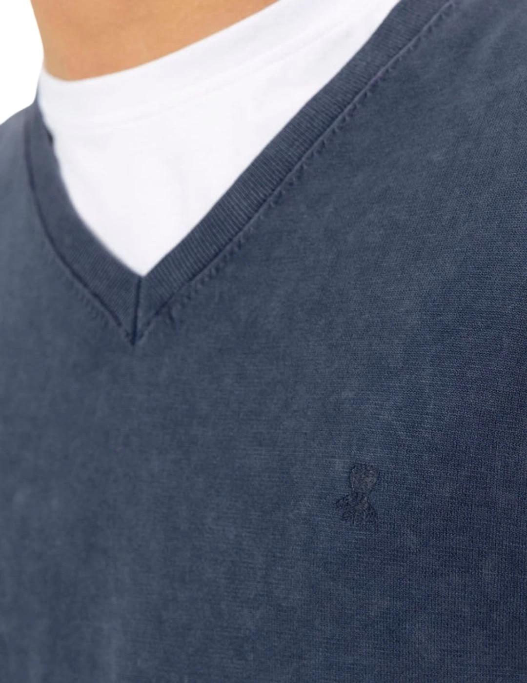 El Pulpo Jersey Lavado Cuello pico Extrafino Azul