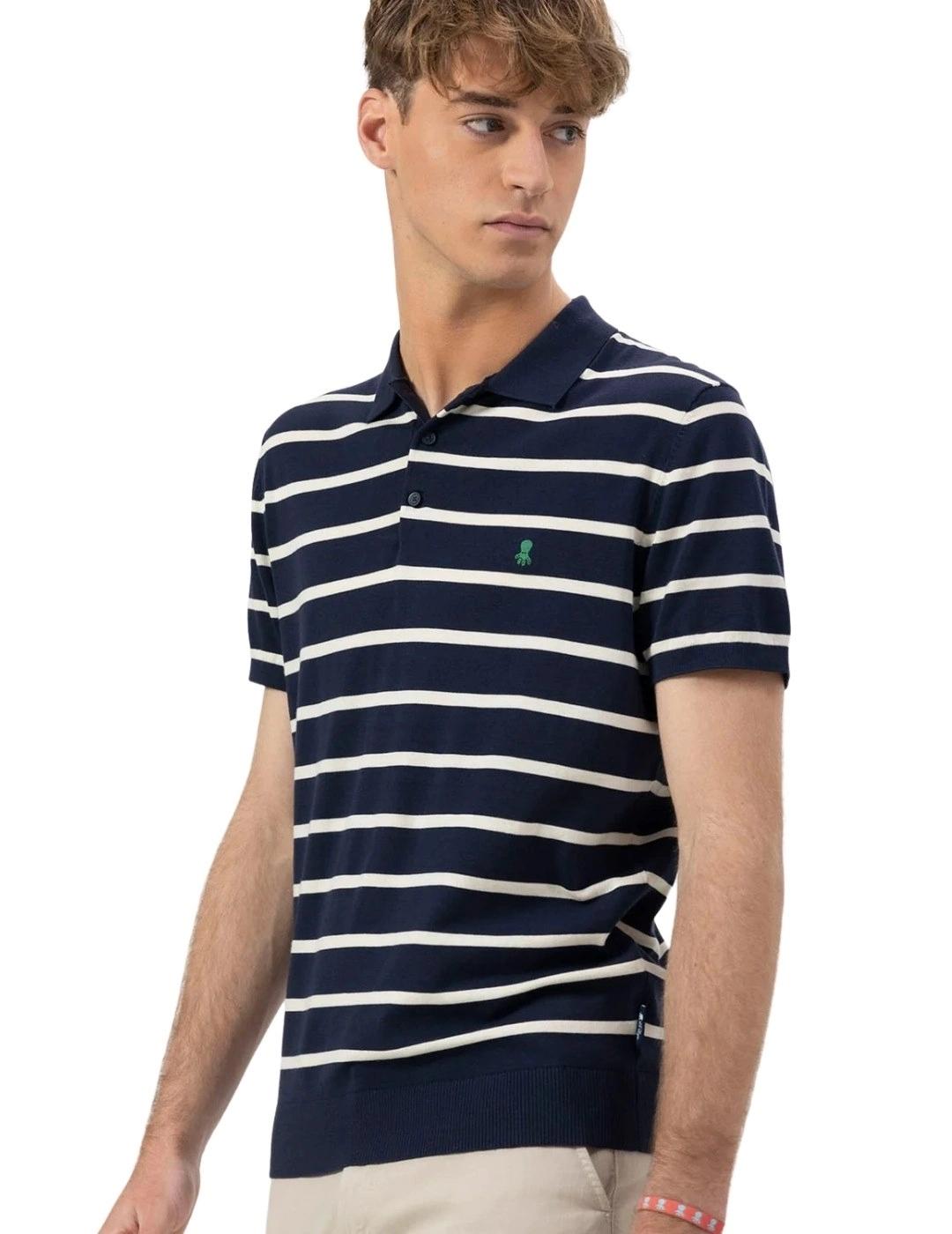 El Pulpo Polo de punto Extrafino Rayas Azul Marino