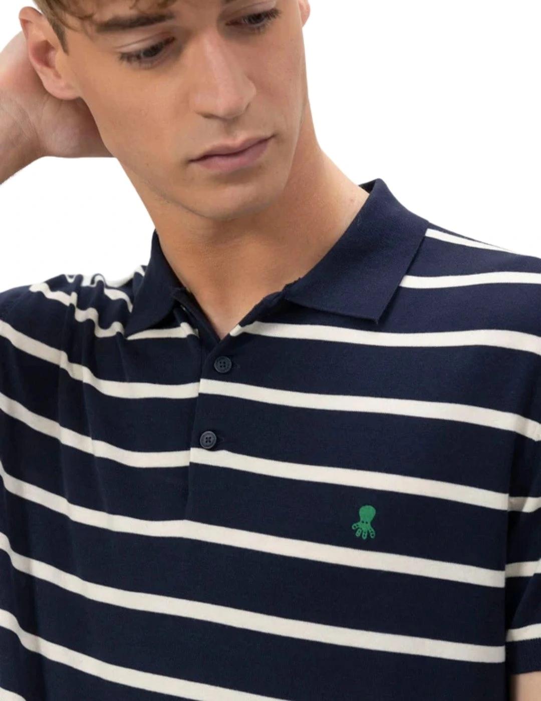 El Pulpo Polo de punto Extrafino Rayas Azul Marino