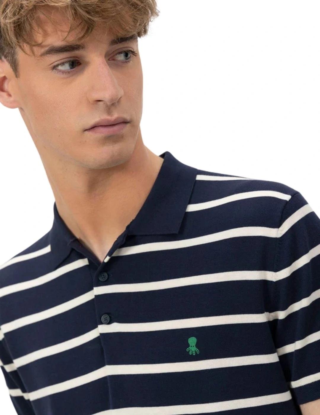 El Pulpo Polo de punto Extrafino Rayas Azul Marino