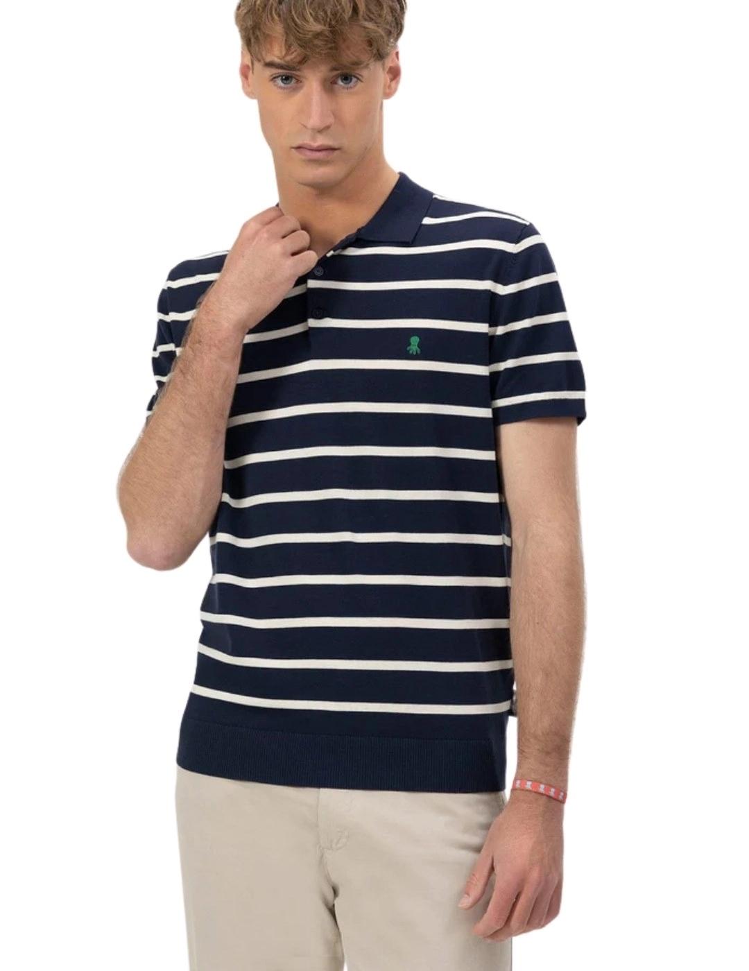 El Pulpo Polo de punto Extrafino Rayas Azul Marino