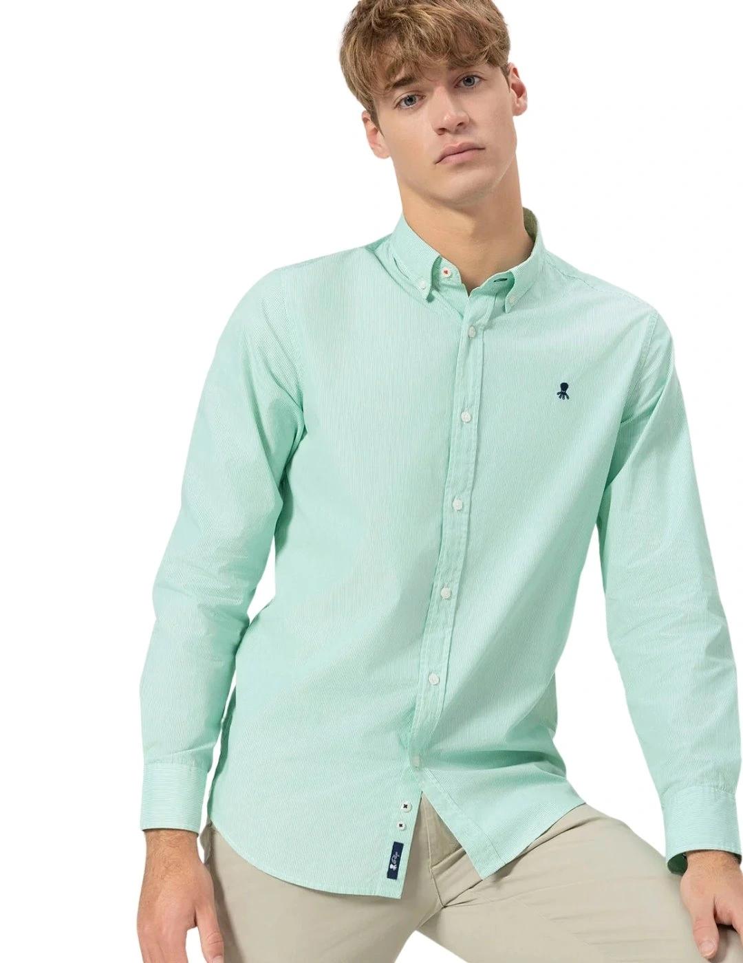 El Pulpo Camisa Cuello Botón Popelin Milrayas Verd
