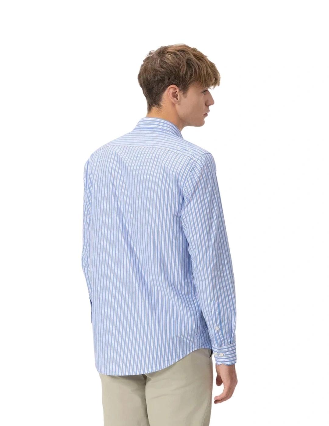 El Pulpo Camisa Cuello Italiano Popelín Rayas Azul