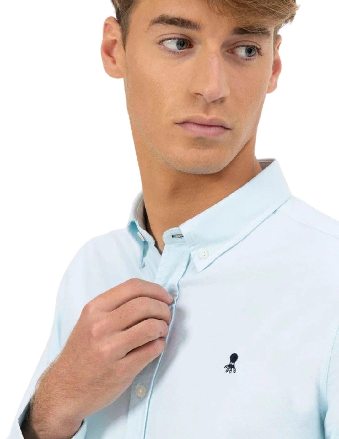 El Pulpo Camisa Cuello botón Oxford Azul Turquesa