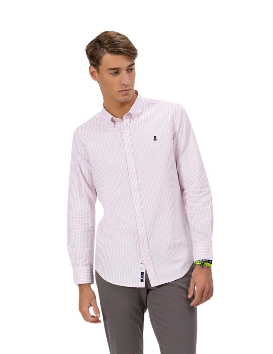 El Pulpo Camisa Oxford Cuello Botón Rayas Rosa