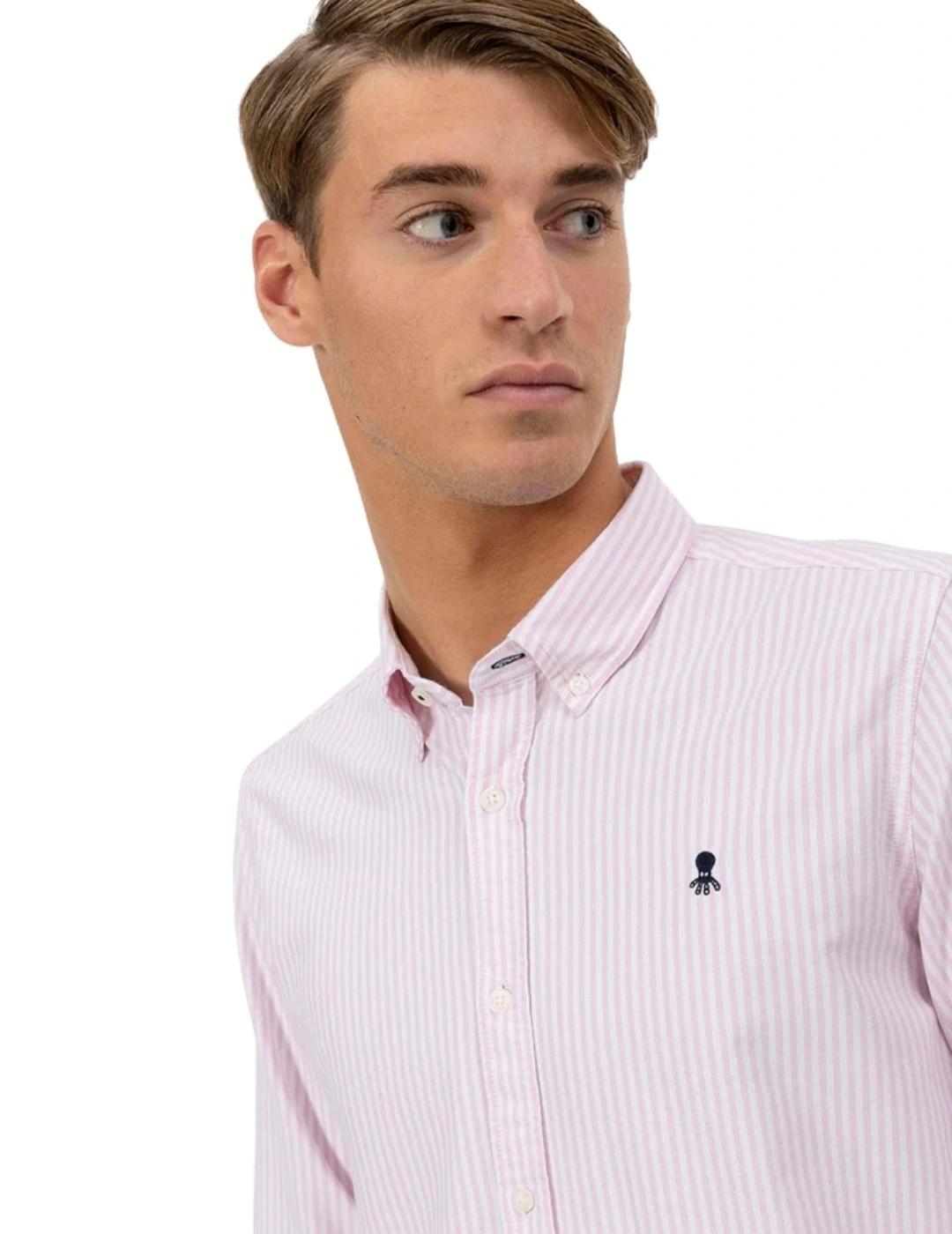 El Pulpo Camisa Oxford Cuello Botón Rayas Rosa