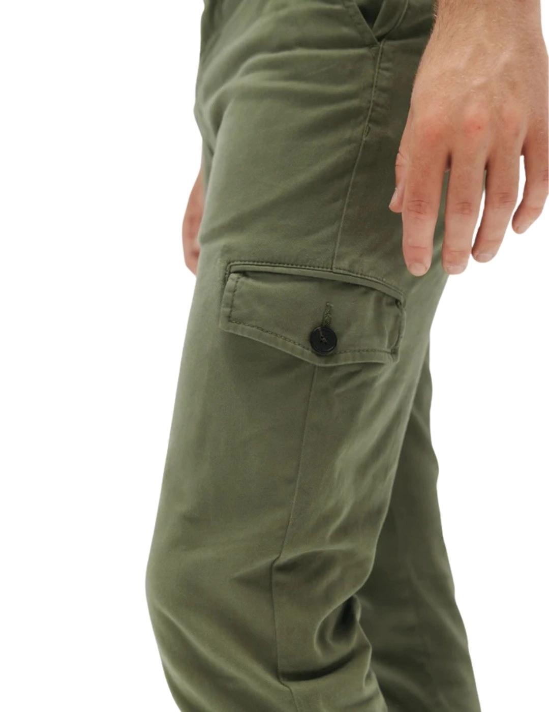 El Pulpo Pantalón Cargo Satin Verde Caqui
