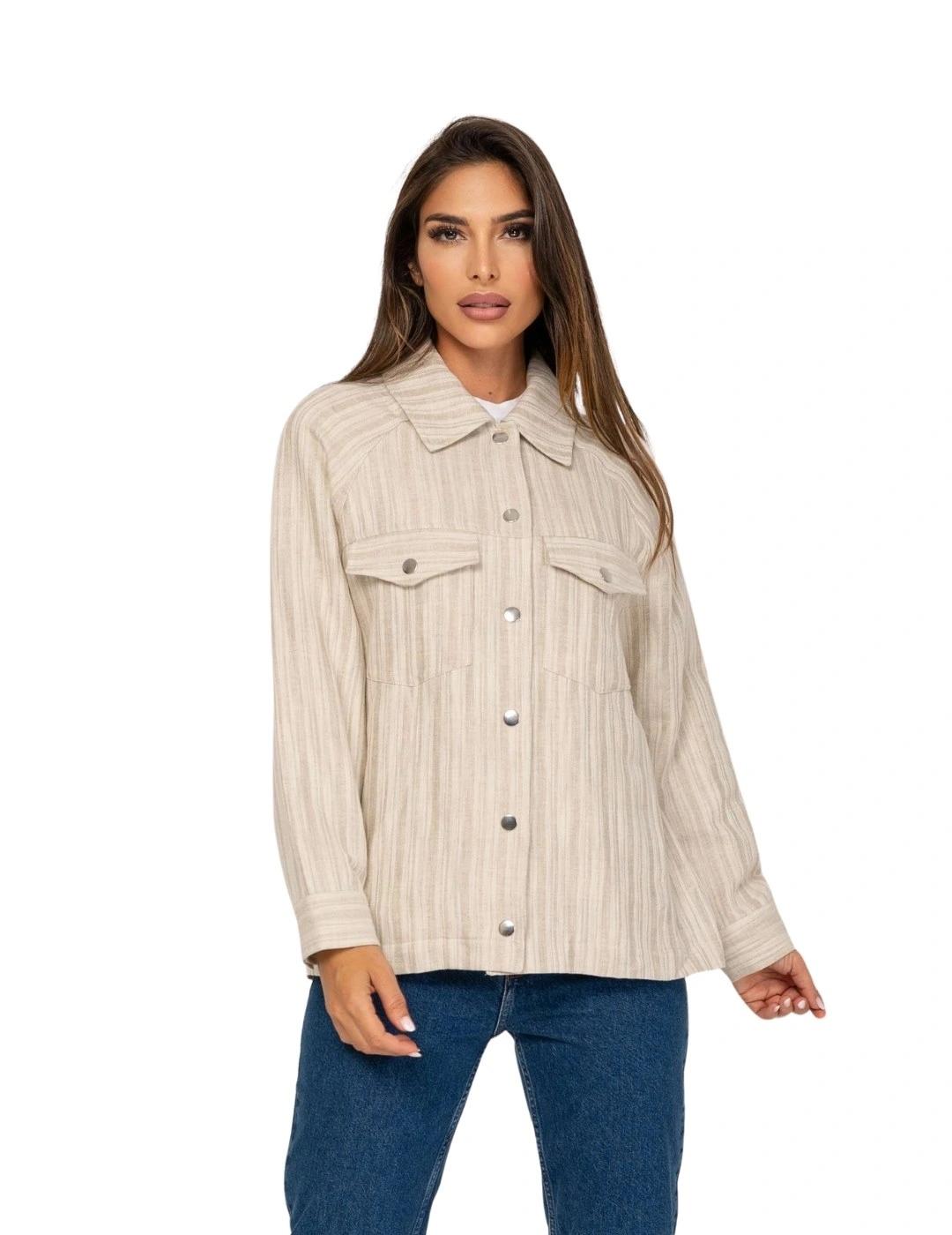 Fashion Sobrecamisa Cruda de rayas