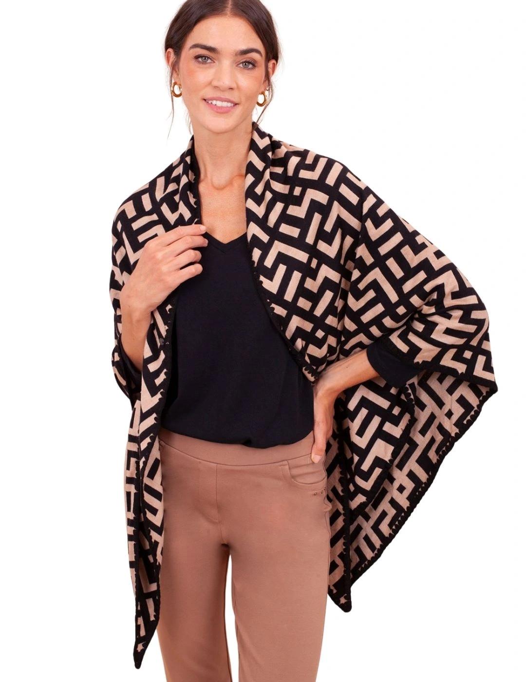 Anna Mora Fular Beige y negro