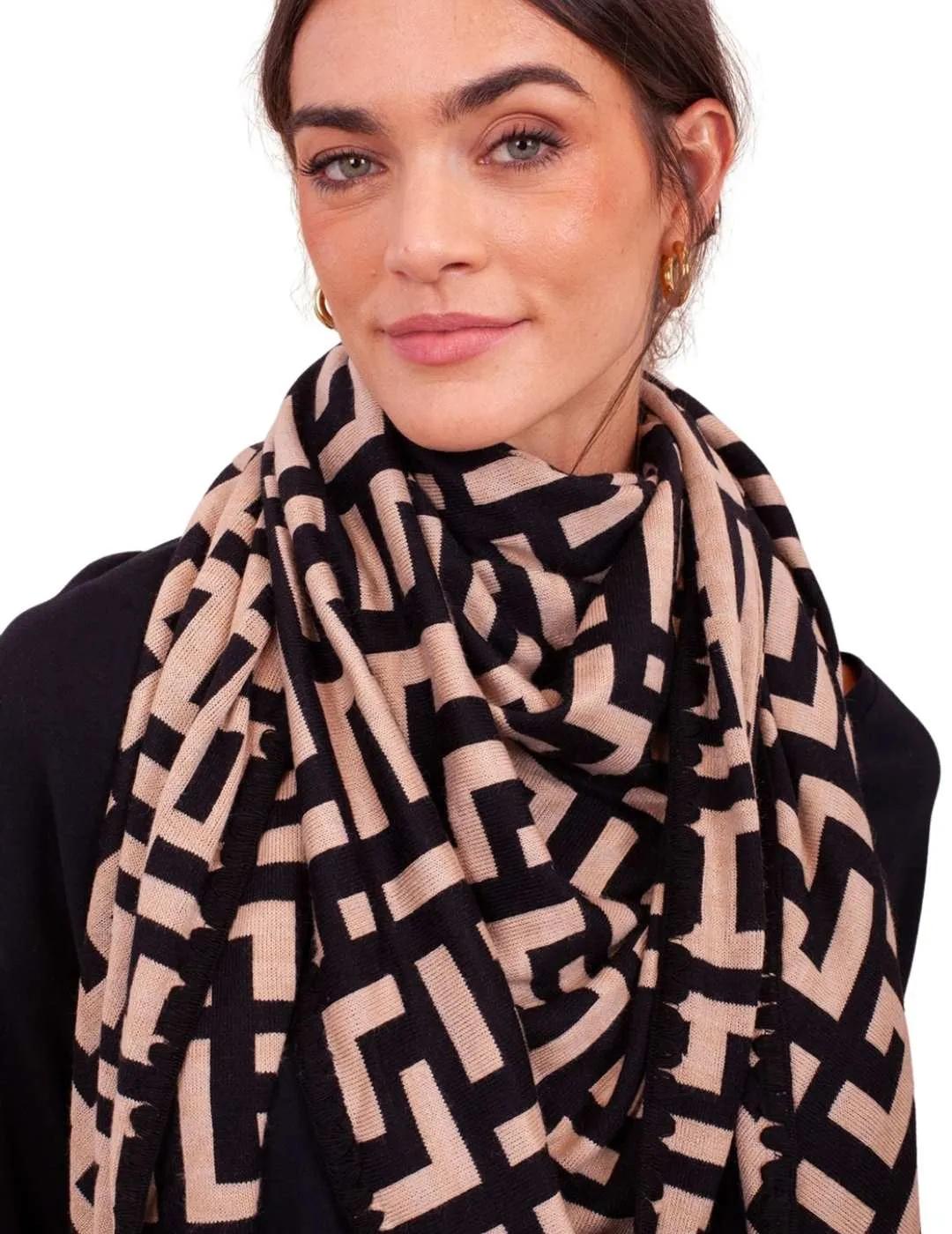 Anna Mora Fular Beige y negro