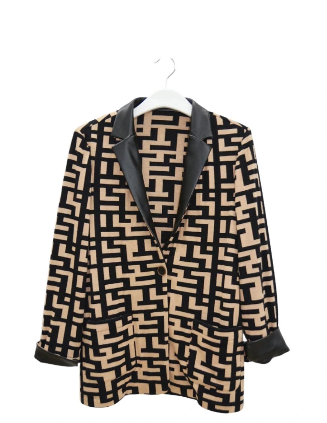 Anna Mora Chaqueta de punto Beige y negra