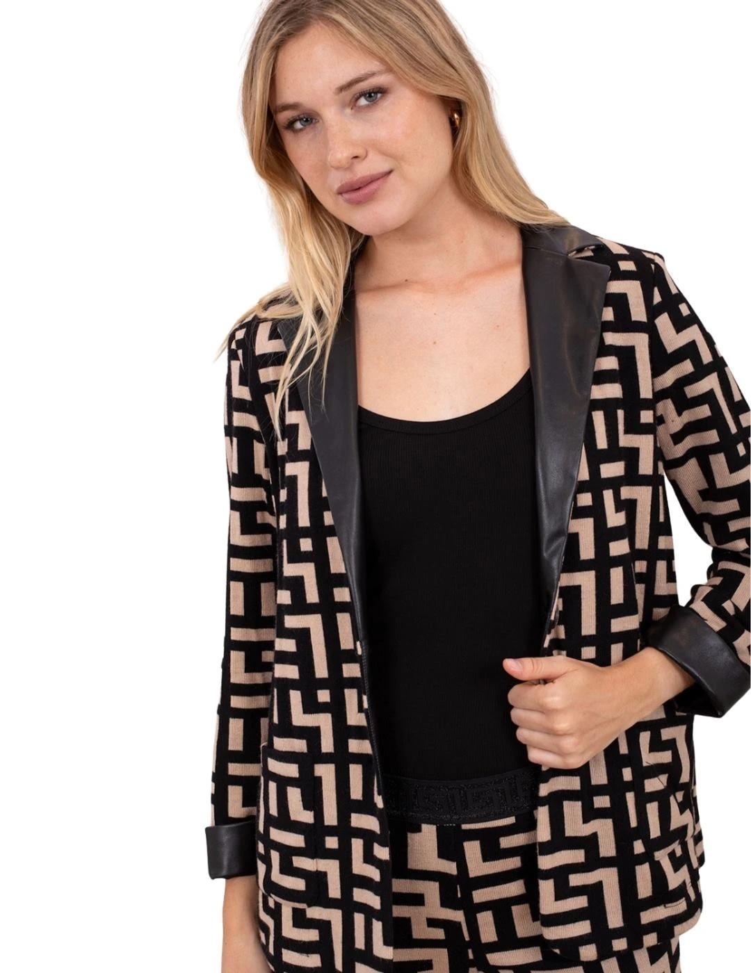 Anna Mora Chaqueta de punto Beige y negra