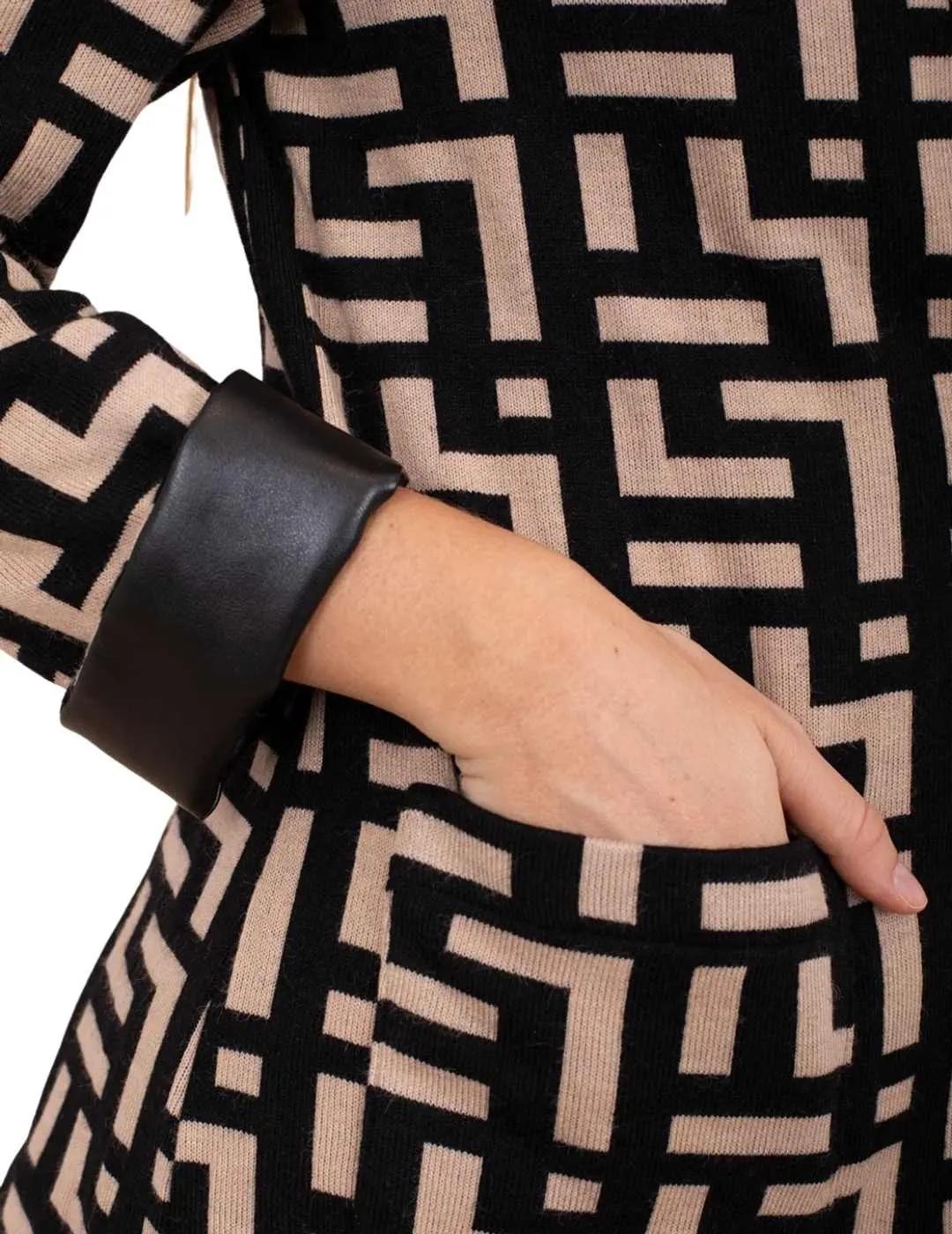 Anna Mora Chaqueta de punto Beige y negra