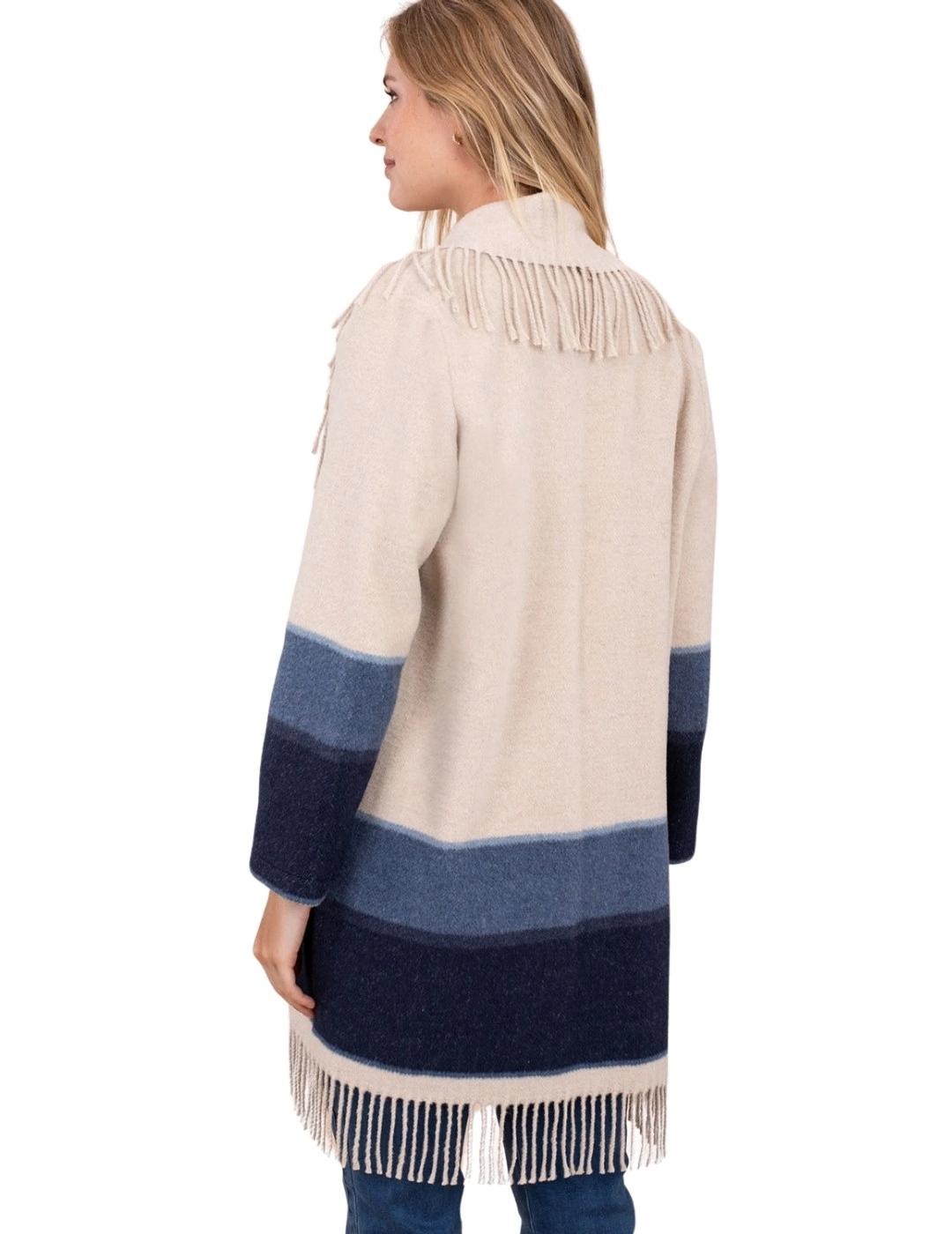 Anna Mora Chaqueta de Punto Beige con rayas azules