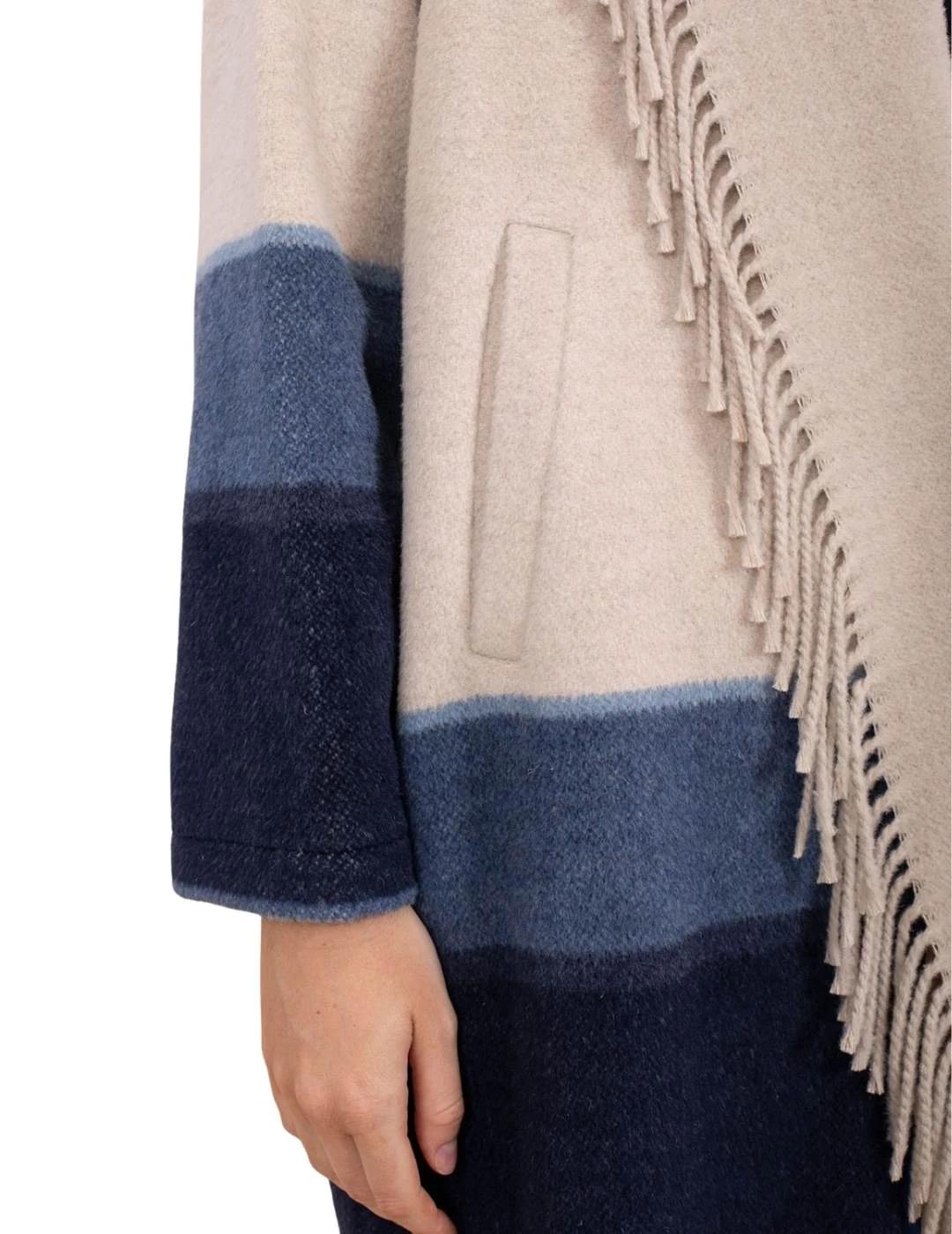 Anna Mora Chaqueta de Punto Beige con rayas azules