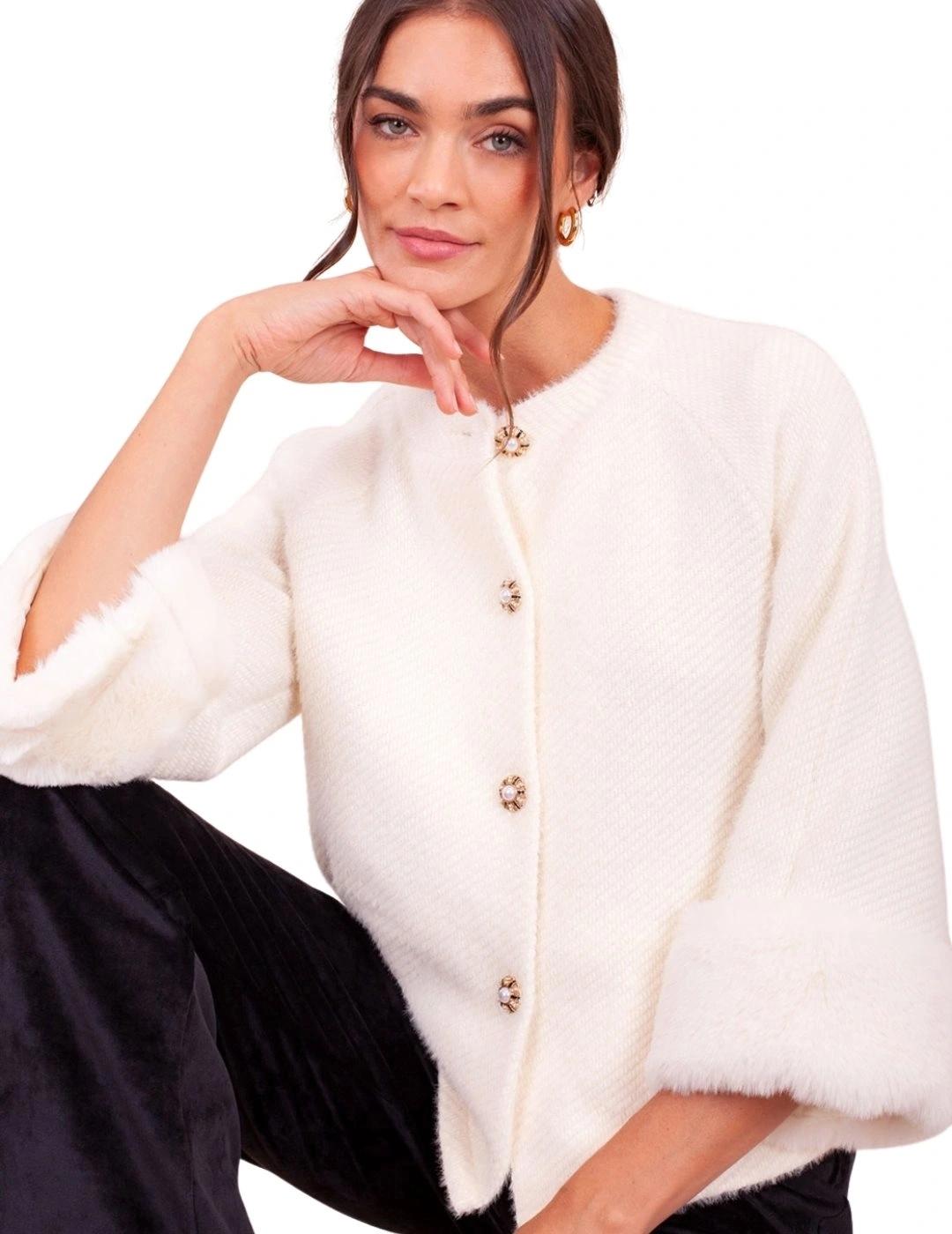 Anna Mora Chaqueta de pelo Negra