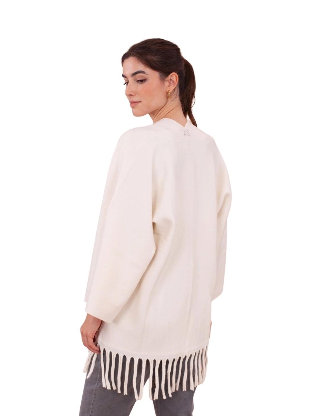 Anna Mora Chaqueta de Punto Blanca con flecos