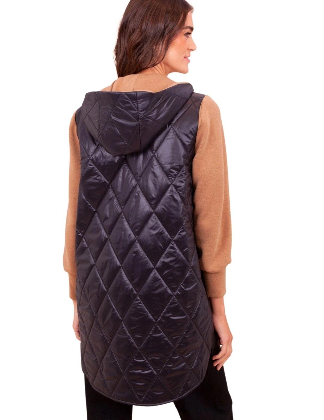 Anna Mora Abrigo Acolchado Negro y beige