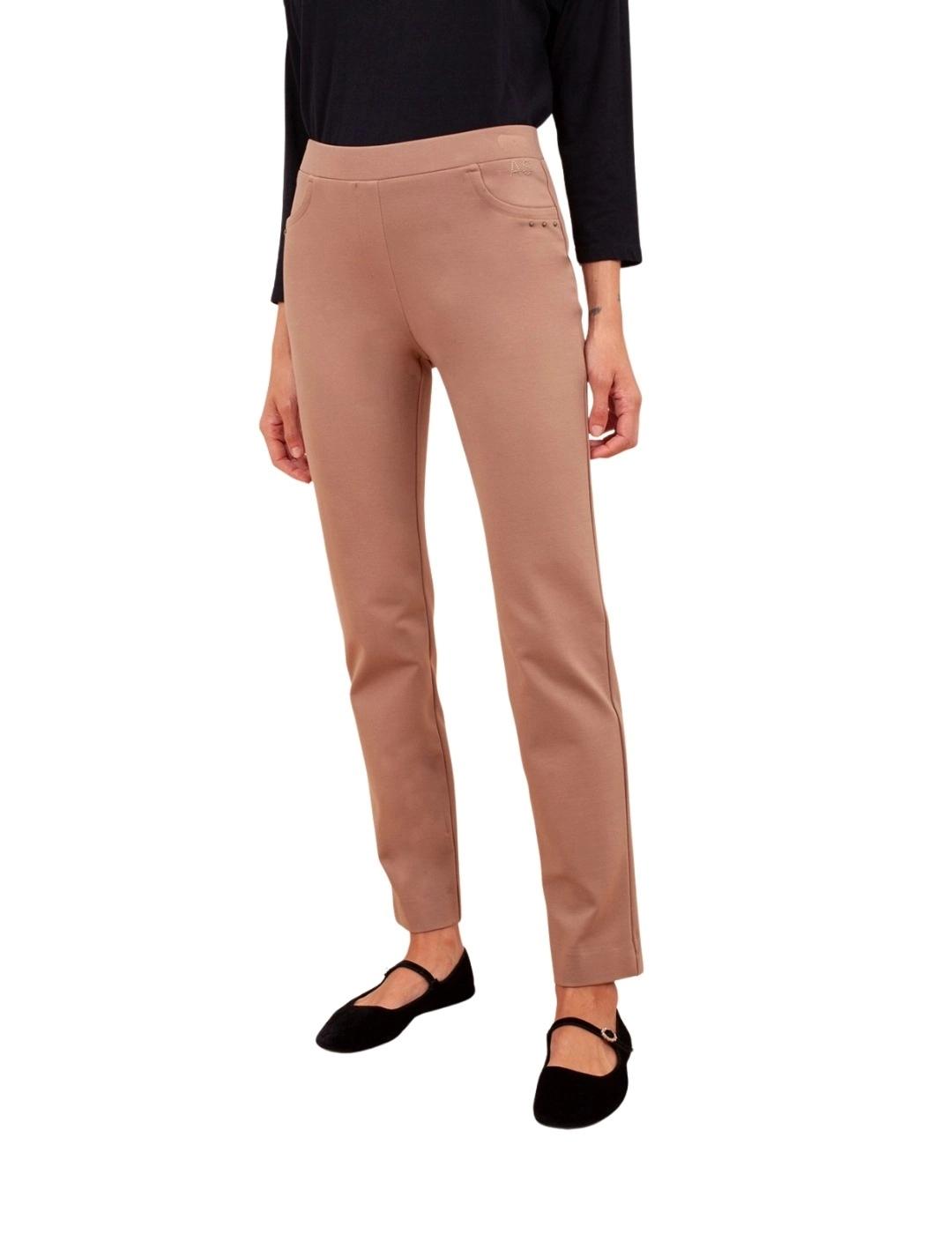 Anna Mora Pantalón de punto Beige de tiro medio