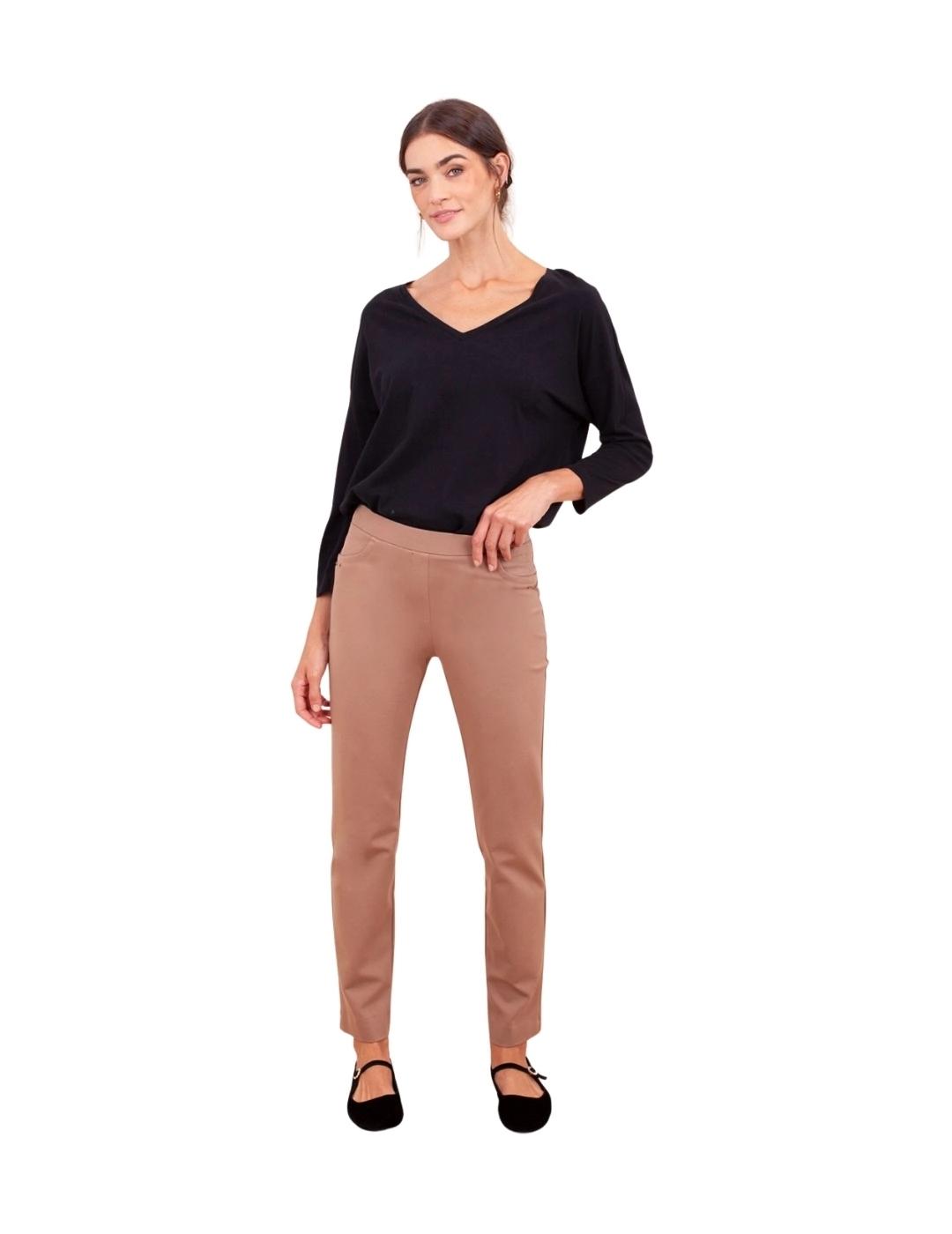 Anna Mora Pantalón de punto Beige de tiro medio