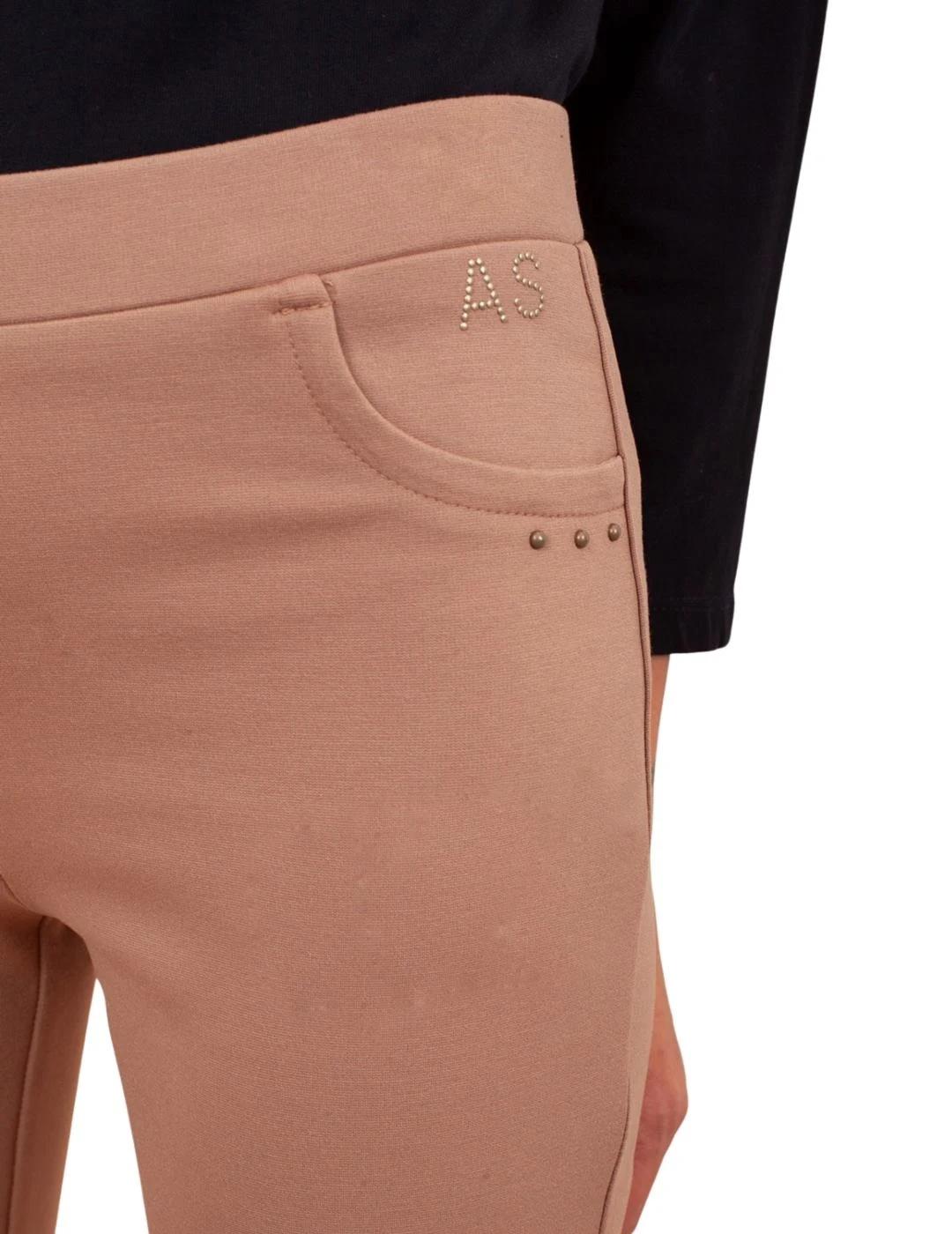 Anna Mora Pantalón de punto Beige de tiro medio