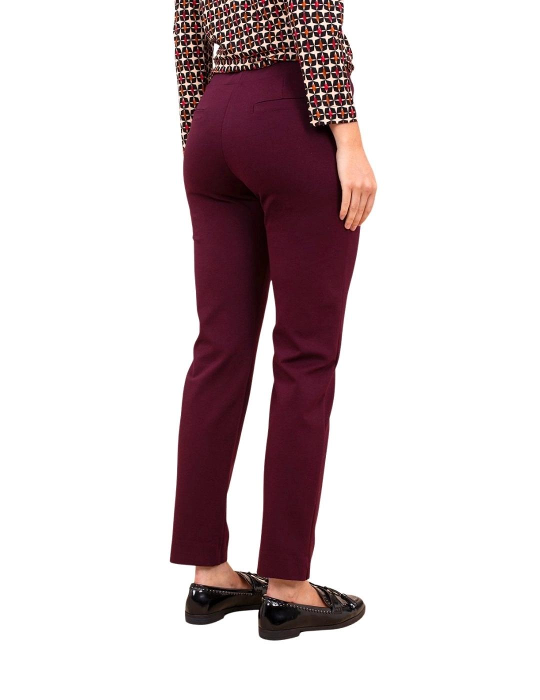 Anna Mora Pantalón Burdeos de tiro medio