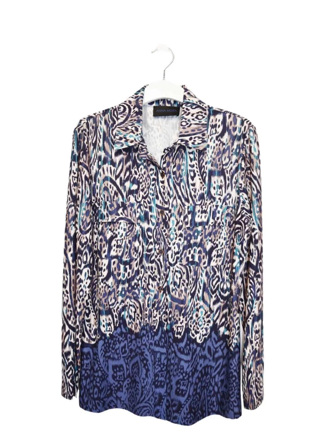 Anna Mora Camisa Azul estampada