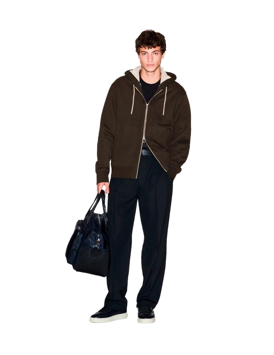 Armani Sudadera con cremallera Marrón chocolate