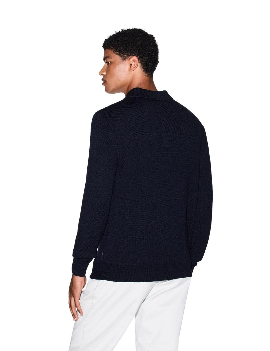 Armani Polo de punto de lana y algodón Azul marino