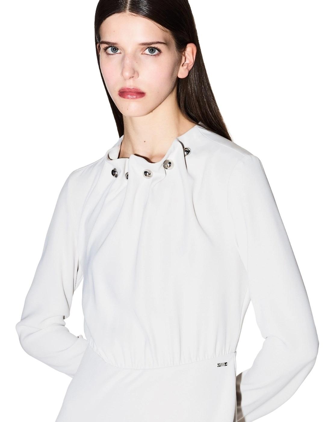 Armani Vestido midi Blanco detalles cuello