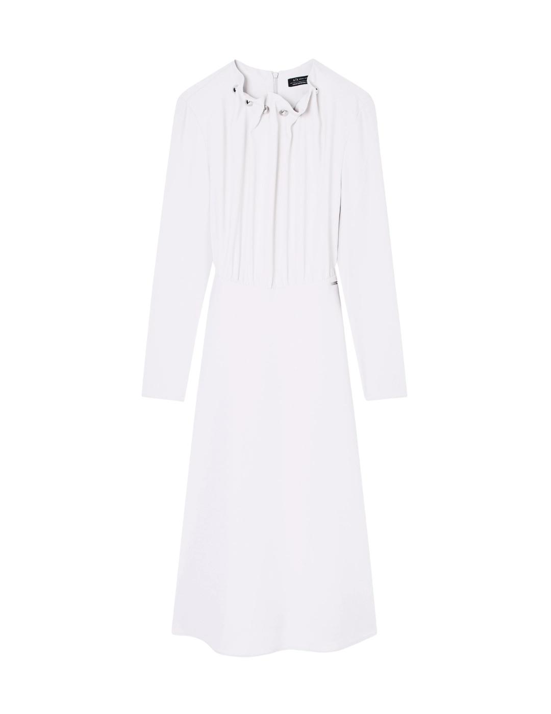 Armani Vestido midi Blanco detalles cuello
