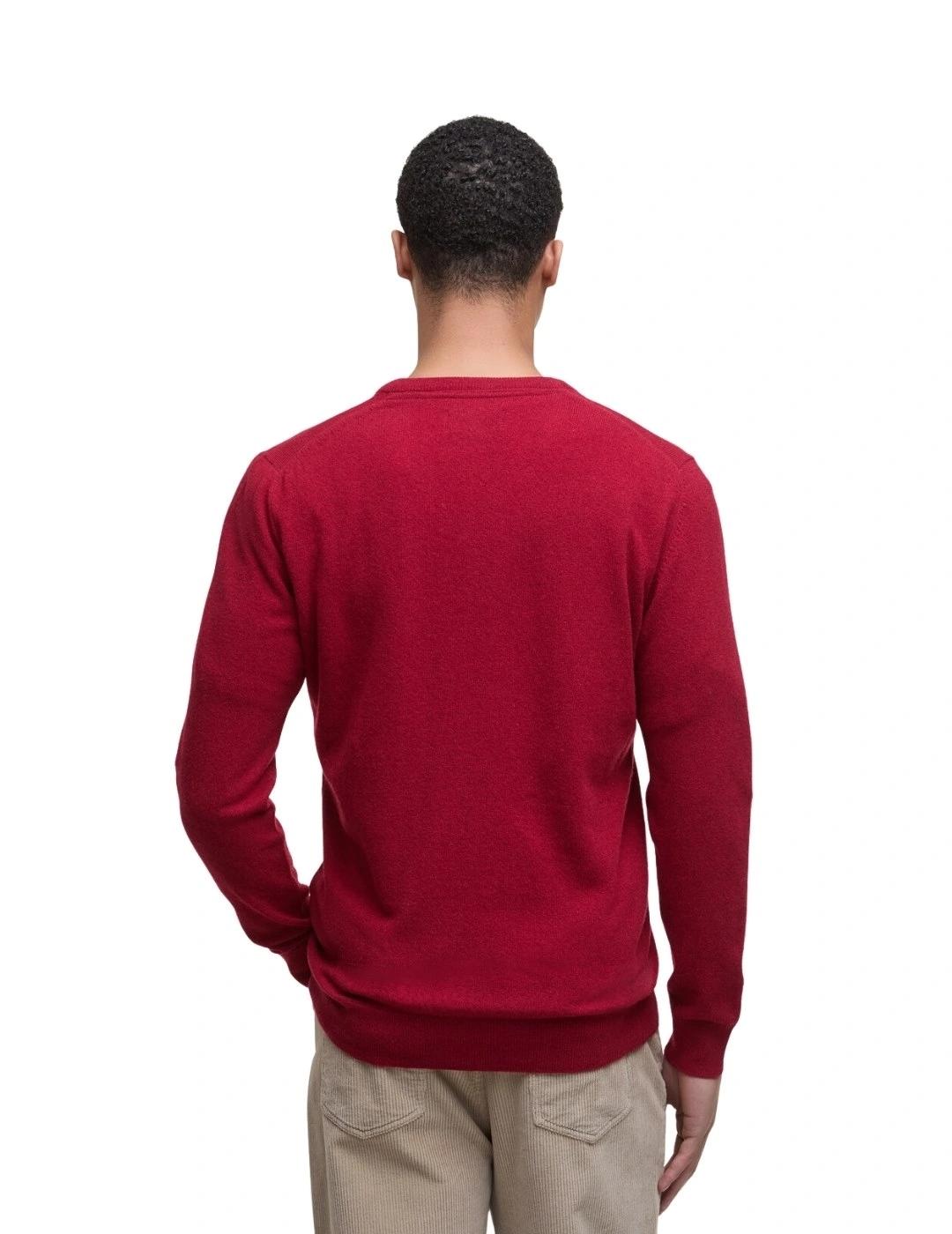 Barbour Jersey Rojo cuello pico